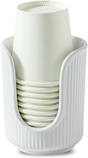 Ceramic Bathroom Cup Dispenser with Stylish Vertic...