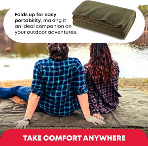 Olive Drab Green Warm Fire Retardant Blanket, 66"...