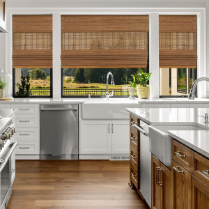 CALYX INTERIORS Cordless Bamboo Roman Shade Blind,...