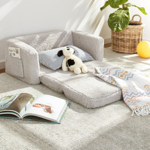 Cozee Flip-Out Sherpa 2-in-1 Convertible Sofa to L...