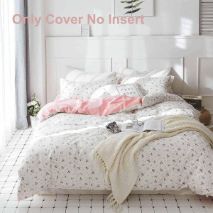 Floral Duvet Cover Queen Size - Pink White Flower...