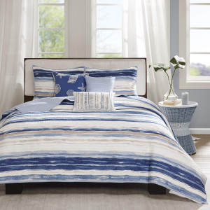 Madison Park Quilt Set Cottage Coastal Design, 6 P...