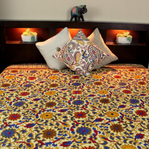 Indian Bedspread Cotton Sunflower Print