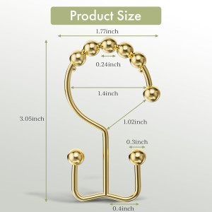 Amazer Gold Shower Curtain Hooks Rings, Stainless...