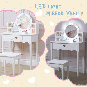 UTEX Kids Vanity, Girls Vanity Set with Mirror and...