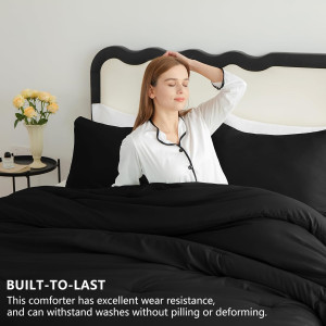 CozyLux Black Comforter Set Queen Size, 3 Pieces S...