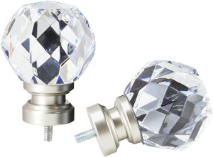 Decorative Curtain Rod Finials, Luxury Crystal-cle...