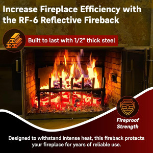 Grate Wall of Fire Model RF-6 Reflective Fireback...