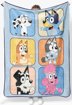 Sunny Side Up Bluey & Friends Plush Throw Blanket...