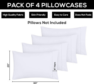 Utopia Bedding Queen Pillow Cases - 4 Pack - Envel...