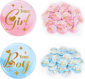 Gender Reveal Pins 60Pcs 4.4cm - Team Boy or Girl...