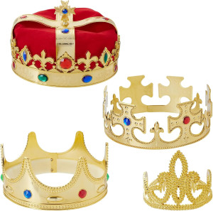 BLUE PANDA 4-Pieces King and Queen Crowns Set for...