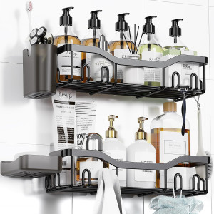 Adhesive Shower Caddy Bathroom Shelves for Inside...