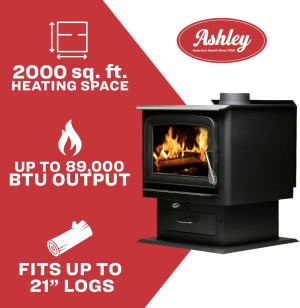 Ashley Hearth AW2020E-P 2,000 Sq. Ft. Pedestal Bur...