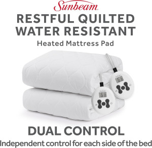 Sunbeam Restful Quilted Water Resistant Heated Mat...