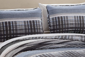 Kids Zone Home Linen Charcoal White Light Grey Str...
