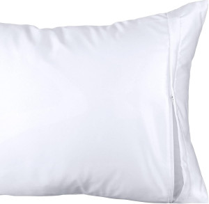 White Classic King Pillow Covers with Zipper 2 Pac...