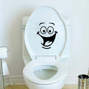 Funny Decals For Toilet 2 PCS Black Smile Wall Sti...