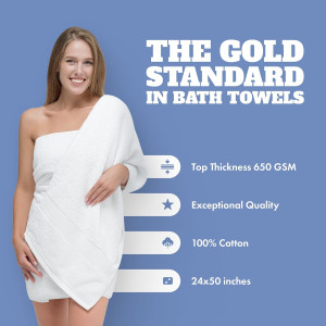 Wealuxe White Bath Towels 24x50 Inch, Cotton Towel...