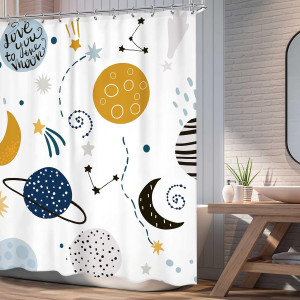 Kids Boys Shower Curtain Cartoon Planet Cute Unive...