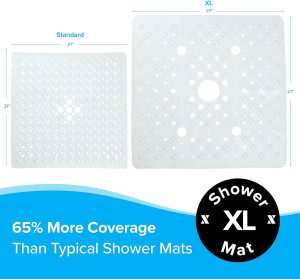 SlipX Solutions Accu-Fit Square Shower Mat, Extra...