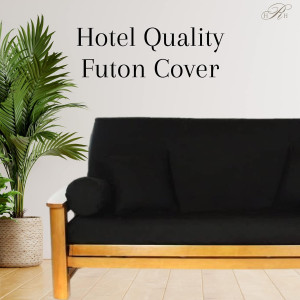 100% Cotton Full Size Futon Cover - Black - Washab...