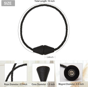 Magnetic Curtain Tiebacks 8 Pack Outdoor Rope Curt...