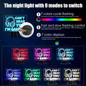 Can't Hear You I'm Gaming Night Light Birthday Val...