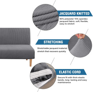 Armless Futon Cover Stretch Sofa Bed Slipcover Pro...