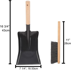 Coal Shovel and Hearth Brush Set Made of Natural W...