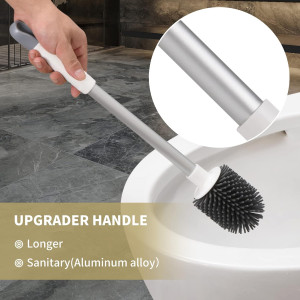 Toilet Brush and Holder Set, Silicone Bristles Bru...
