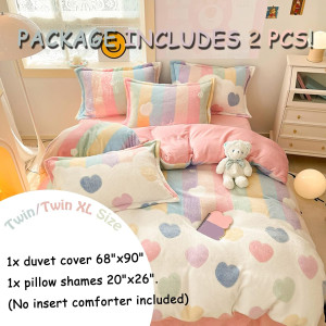 MorroMorn Twin Bedding Sets, Pink Rainbow Duvet Co...