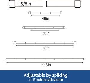 Alskarhem Black Curtain Rods for Windows 30 to 88...