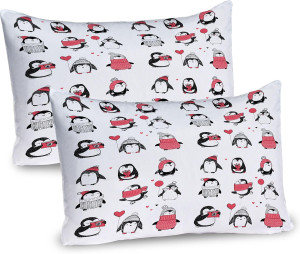 Ambesonne Winter Pillow Sham Set of 2, Penguins Ha...