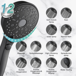 12 Functions Shower Head with handheld, Hand held...