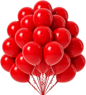 FOTIOMRG Red Balloons 12 inch, 50 Pack Red Latex P...