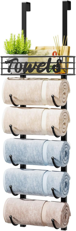 HapiRm 6-Tier Over The Door Towel Racks for Bathro...