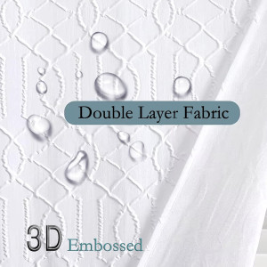 OWENIE White Shower Curtain for Bathroom, 3D Embos...