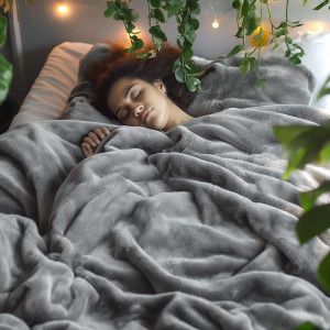 Bedsure Fleece Bed Blankets Queen Size Grey - Soft...