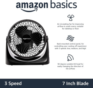 Amazon Basics 11-Inch Air Circulator Fan, Desk Fan...