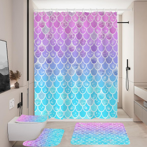 Coxila Mermaid Scales Shower Curtain Set (Not Glit...