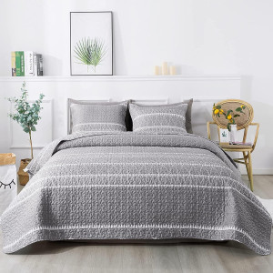 Andency Grey Quilt Set King (106x96 Inch), 3 Piece...