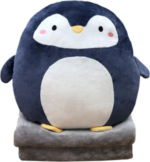 Hofun4U Penguin Plush Pillow 16 Inch, Blanket in C...