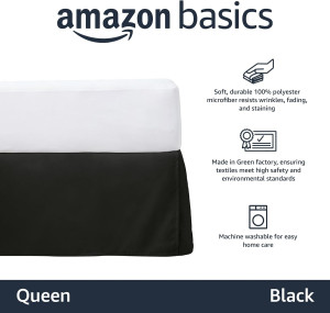 Amazon Basics Lightweight Pleated Bed Skirt, Queen...