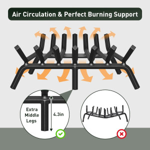Fireplace Grate 24 Inch Heavy Duty Wrought Iron Fi...