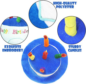 Novelty Place Blue Plush Happy Birthday Cake Hat -...