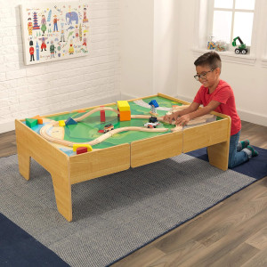 KidKraft Double-Sided Wooden Train and Activity Ta...