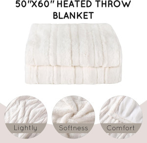 DUODUO Heated Throw Blanket 50"x60"Faux Fur Heated...