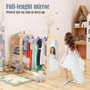 Kids Dress Up Storage with Mirror, Montessori Kids...