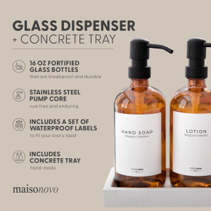 MaisoNovo Glass Soap Dispenser with Pump - Amber B...